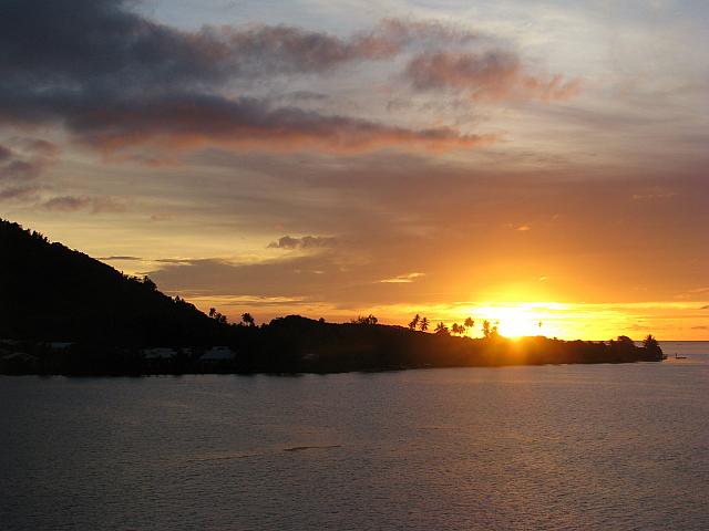 Sunset as we leave Moorea