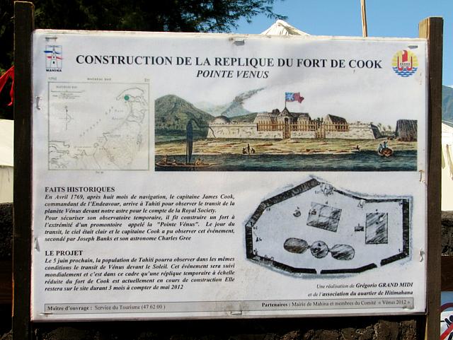 Replica of Cook's fort - sign