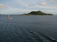 Departing - passing Bora Bora Lagoon Resort on Motu Toopua
