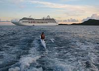 The local teenage guys loved to ride the wake of the tender