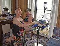 On the day of the competition...Alice & Judy put on finishing touches (we were *not* in charge of design and construction, however)