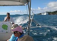 Leaving Raiatea, with Regatta in the background