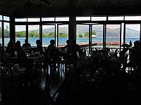 Looking out from inside the restaurant